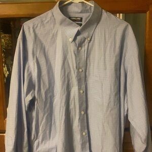 Men’s Button Down Collared Blue & Red Dress Shirt Career Business Professional